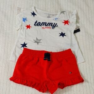 Tommy Hilfiger Star Tee and Red Shorts Set
